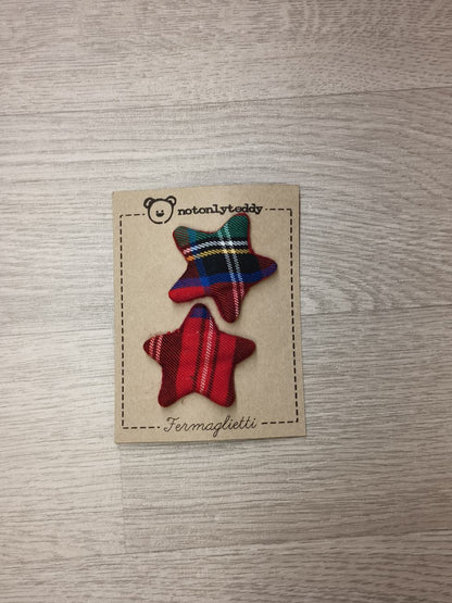 Fermaglietti Piccoli per bimba - Tartan rosso