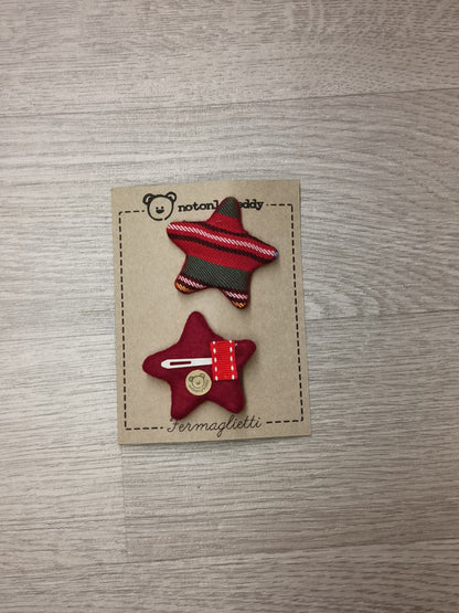 Fermaglietti Piccoli per bimba - Tartan rosso