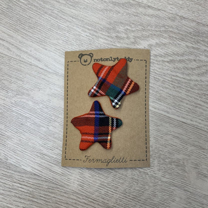 Fermaglietti Piccoli per bimba - Tartan rosso