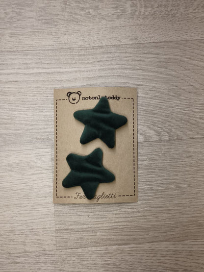 Fermaglietti Piccoli per bimba a forma di stellina - Velluto in varie varianti colore