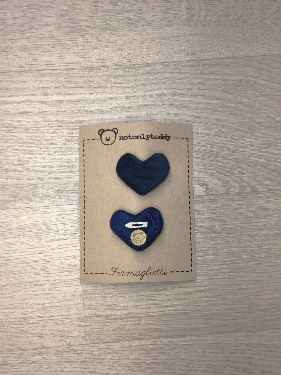 Fermaglietti per bimba a forma di cuore - versione piccolissima - Velluto in varie varianti colore