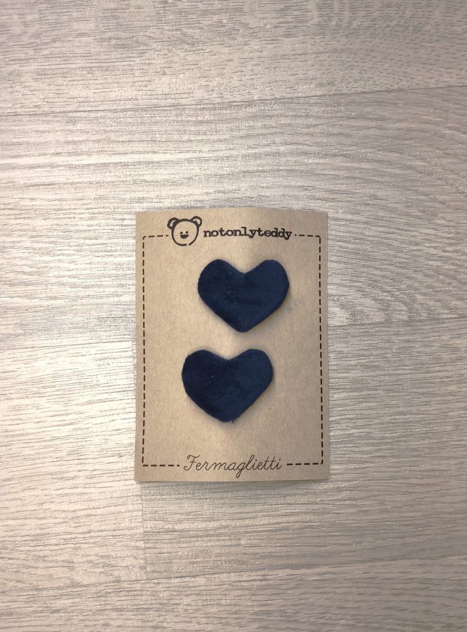 Fermaglietti per bimba a forma di cuore - versione piccolissima - Velluto in varie varianti colore