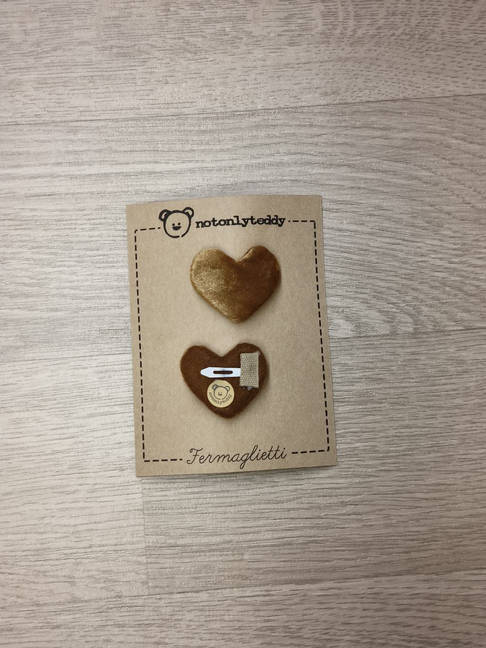 Fermaglietti per bimba a forma di cuore - versione piccolissima - Velluto in varie varianti colore