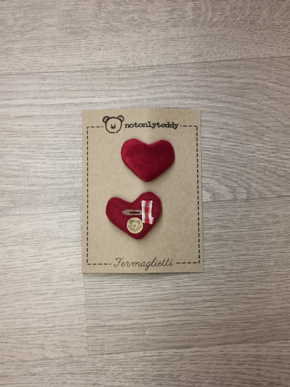 Fermaglietti per bimba a forma di cuore - versione piccolissima - Velluto in varie varianti colore