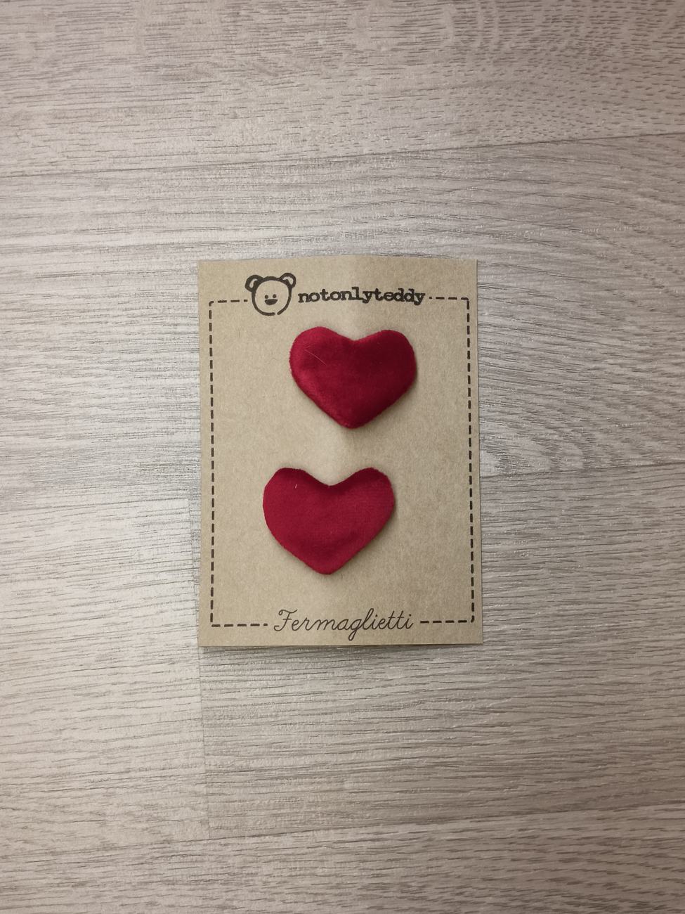 Fermaglietti per bimba a forma di cuore - versione piccolissima - Velluto in varie varianti colore