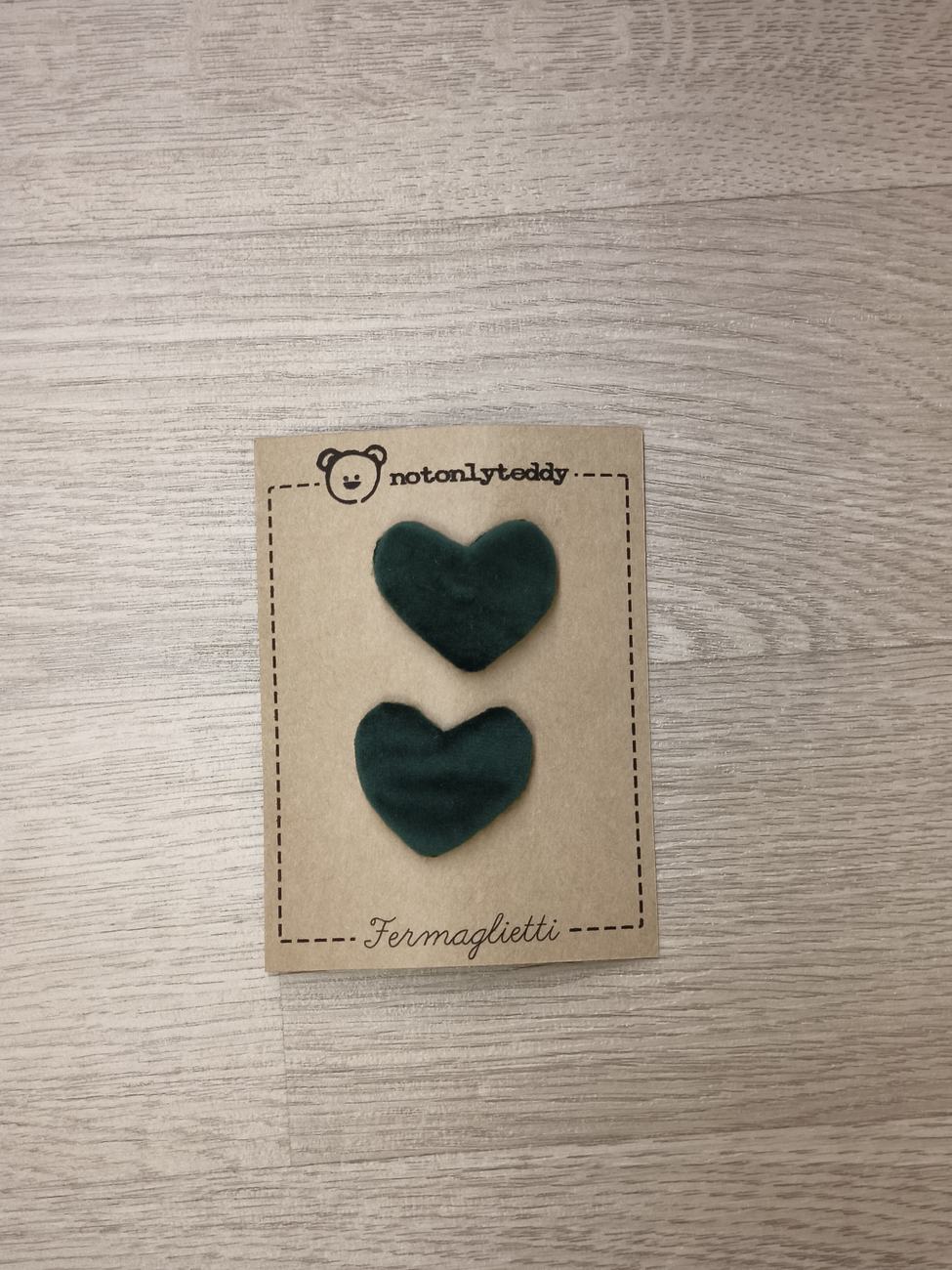 Fermaglietti per bimba a forma di cuore - versione piccolissima - Velluto in varie varianti colore