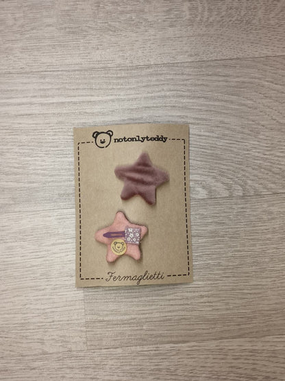 Fermaglietti per bimba a forma di stellina - versione piccolissima - Velluto in varie varianti colore