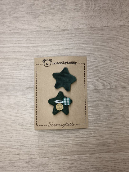 Fermaglietti per bimba a forma di stellina - versione piccolissima - Velluto in varie varianti colore