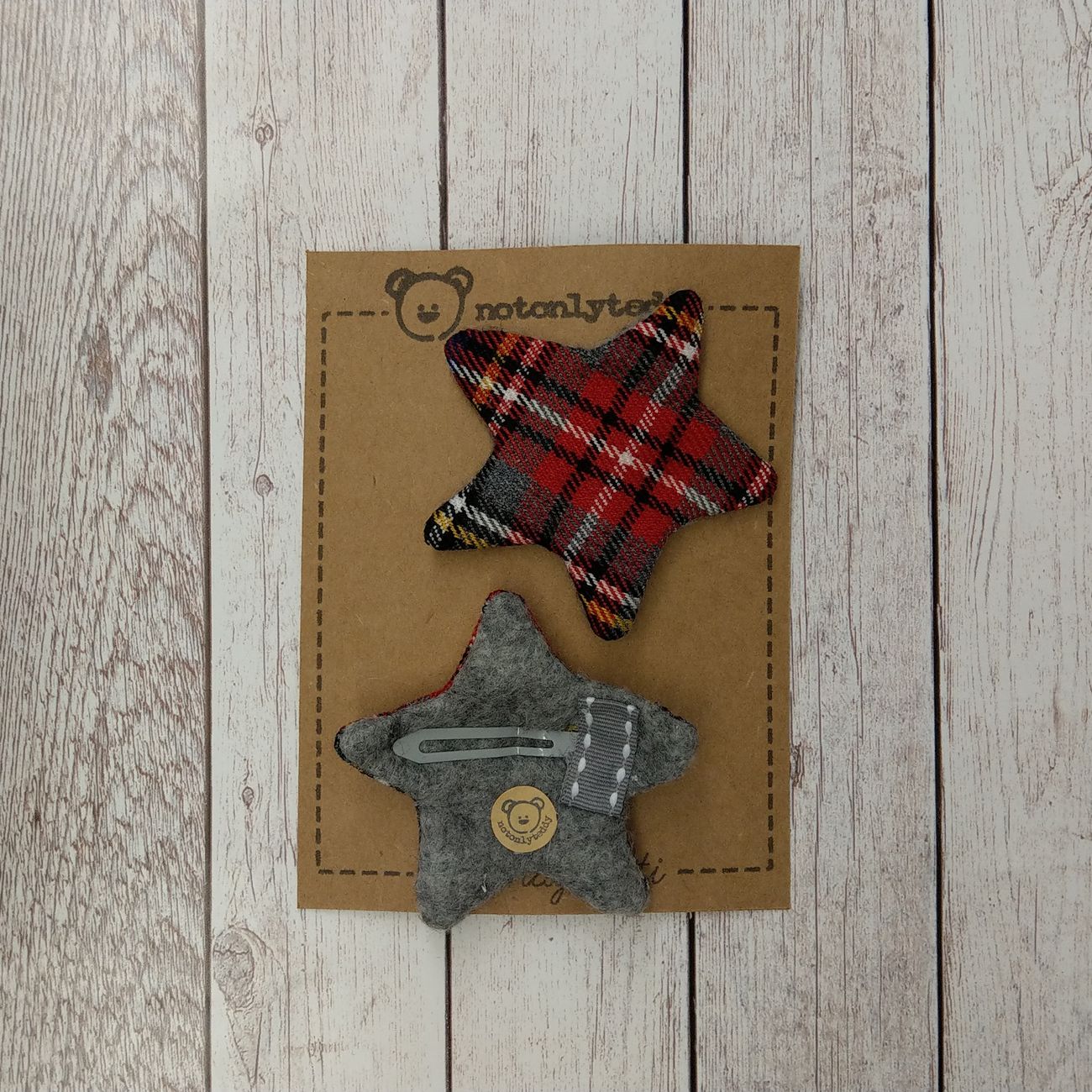 Fermaglietti bambina - tartan grigio