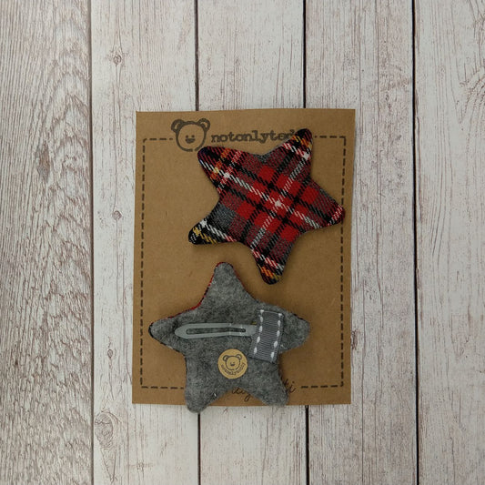 Fermaglietti bambina - tartan grigio