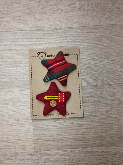 Fermaglietti per bimba - Tartan rosso