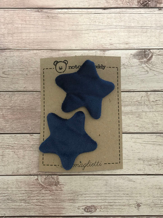fermaglietti a forma di stellina in velluto blu