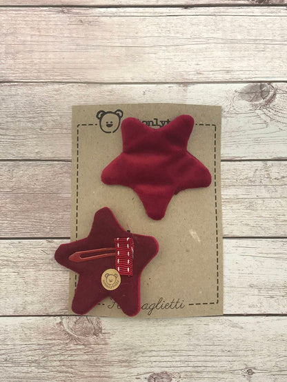 Fermaglietti per bimba a forma di stellina - Velluto (vari colori)