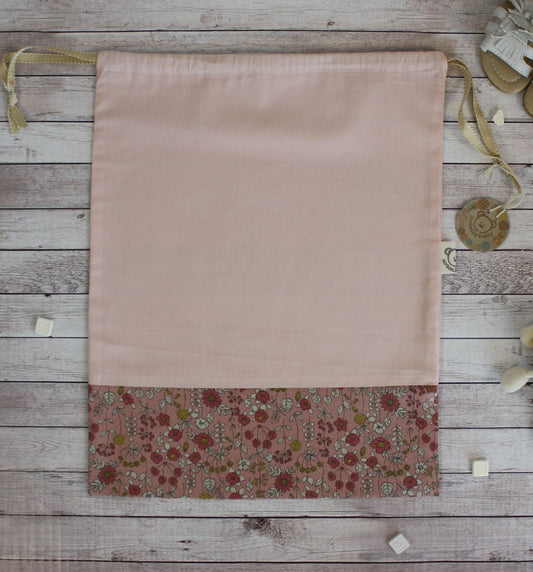 Sacchetto semplice in tela rosa+fiorellini rosa