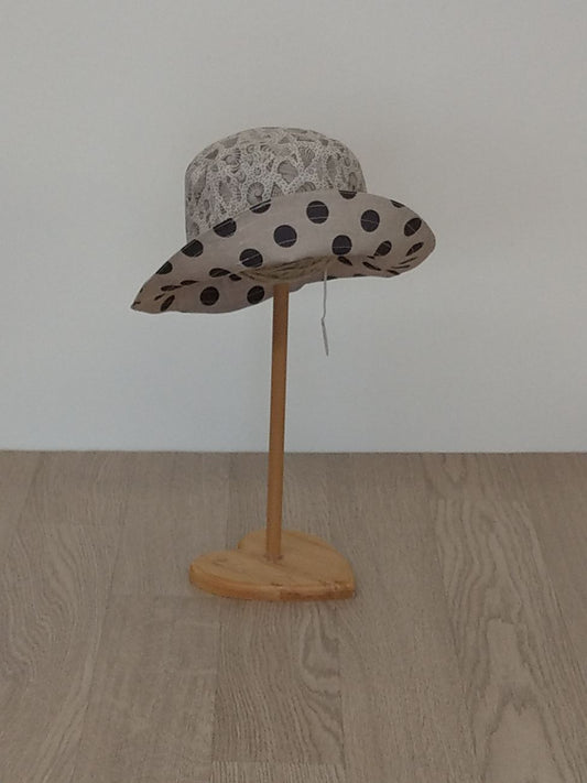 Cappellino pescatore bambino, cappellino parasole, cappellino double-face, conchiglie fango e pois - Taglia 6-8 anni