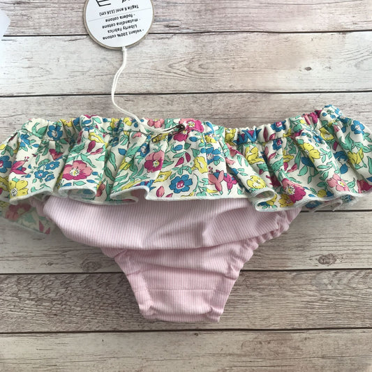 Retro di costumino bambina con volant righe rosa e fiorellini