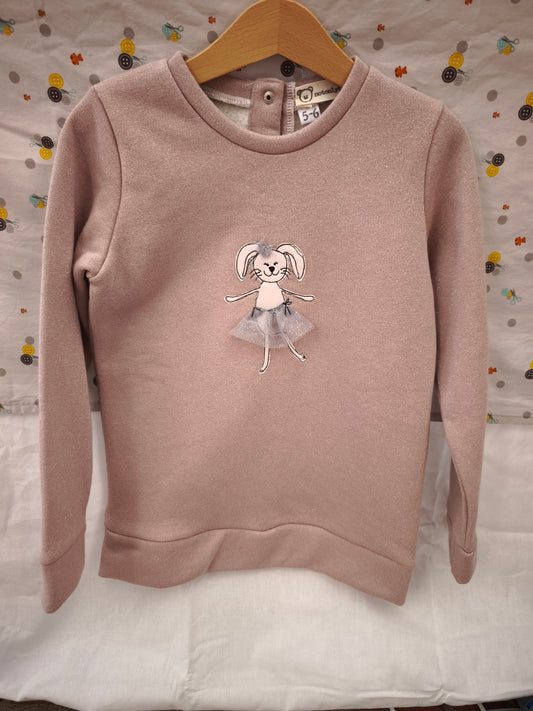 Felpa rosa glitterata con Coniglietta Ballerina - taglia 5-6 anni ULTIMO