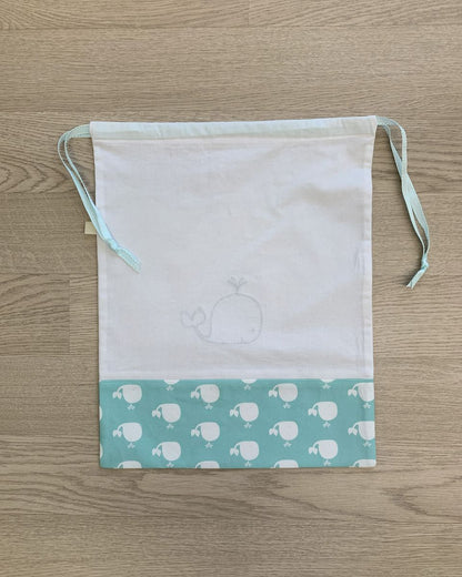 Set Nascita: Fasciatoio Portatile, Sacchetto e Beauty case coordinati - Balenina - Personalizzato