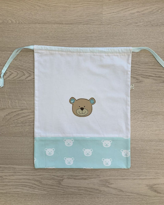 Sacchetto asilo “Orsetto” – personalizzabile, con chiusura a coulisse