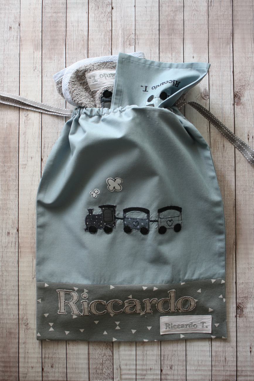 Sacchetto/Zainetto asilo per bambino con Trenino