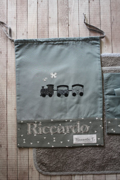 Sacchetto/Zainetto asilo per bambino con Trenino