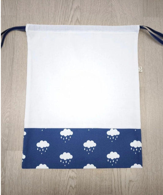 Sacchetto semplice bianco e blu - nuvolette COMPONIBILE