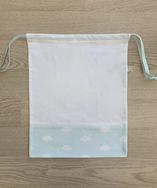 Sacchetto semplice bianco e azzurro - nuvolette COMPONIBILE