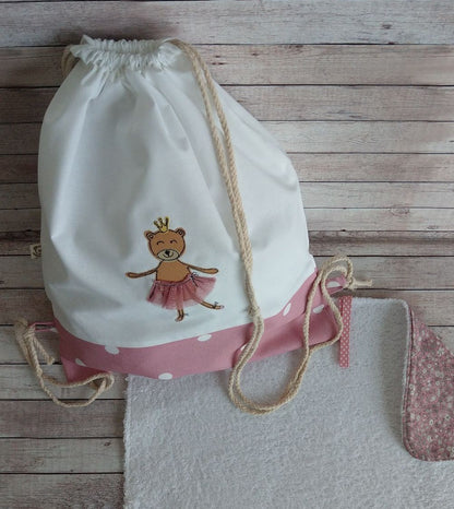 Zainetto bambina per asilo “Orsetta Ballerina” – personalizzabile