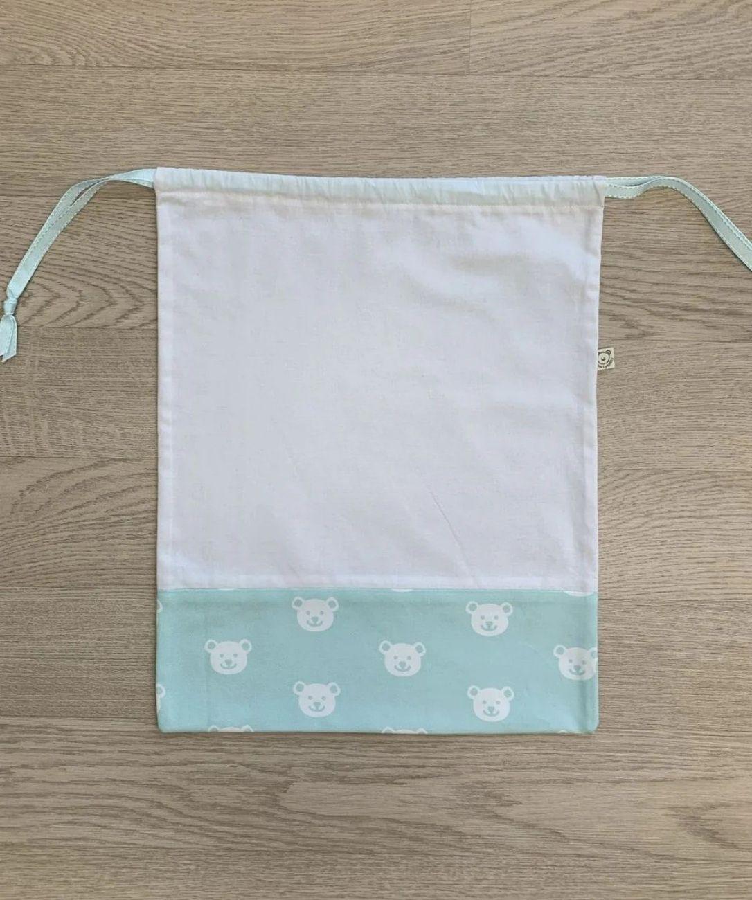 Sacchetto semplice bianco e azzurro aqua - orsetti COMPONIBILE