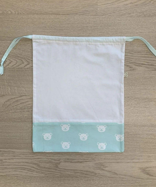Sacchetto semplice bianco e azzurro aqua - orsetti COMPONIBILE