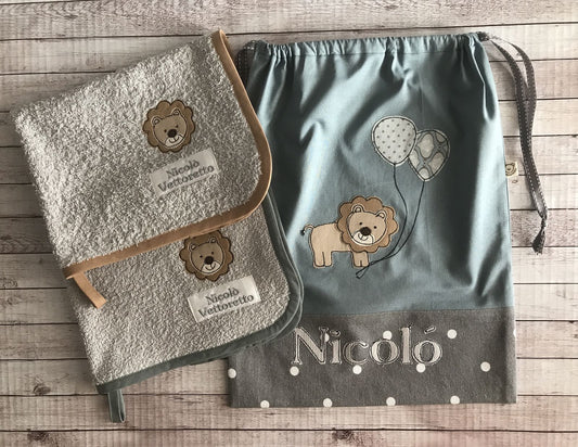 Sacchetto semplice color avio e grigio a pois COMPONIBILE