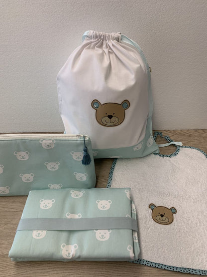 Sacchetto asilo “Orsetto” – personalizzabile, con chiusura a coulisse