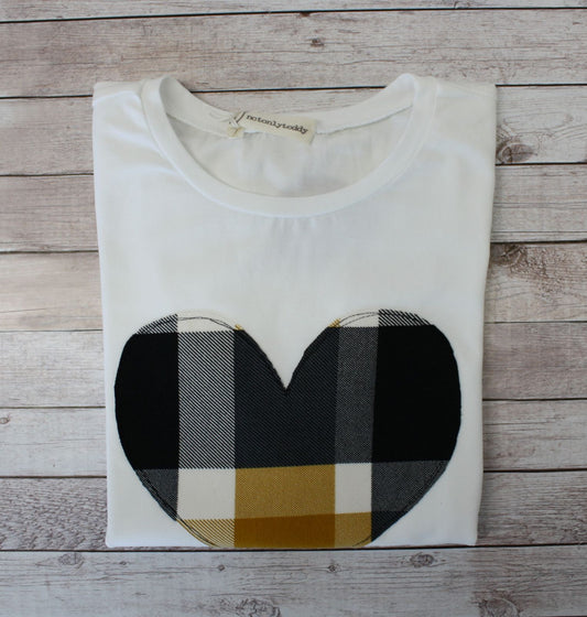 Maglietta a maniche lunghe con cuore scozzese - taglia 7 anni