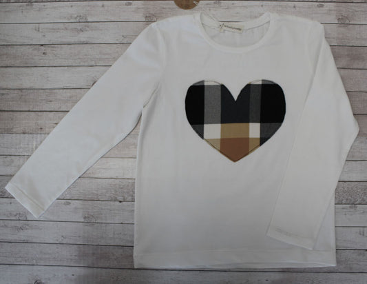 Maglietta a maniche lunghe con cuore scozzese - taglia 7 anni