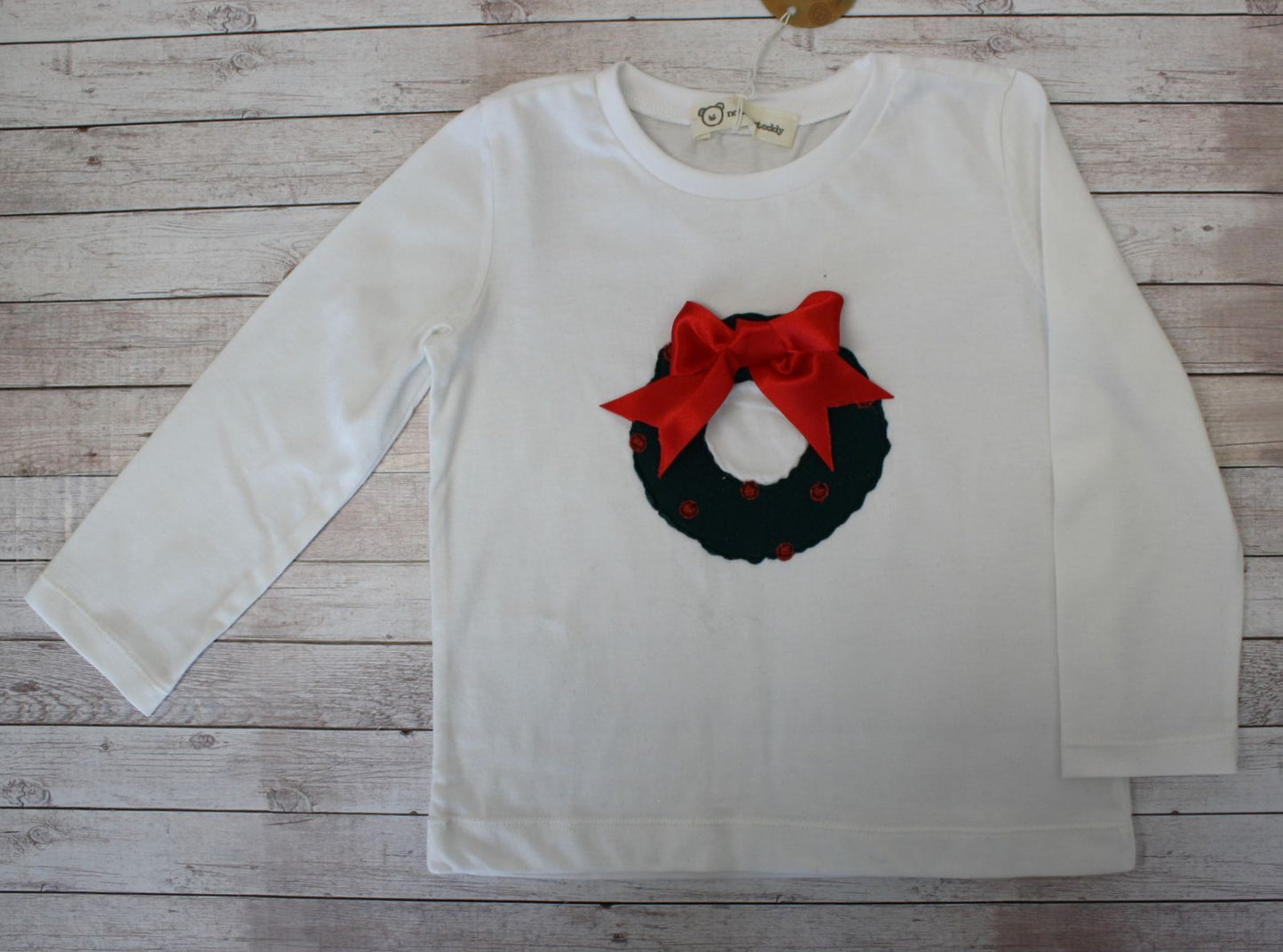 Maglietta natalizia a maniche lunghe con ghirlanda - taglia 3 anni