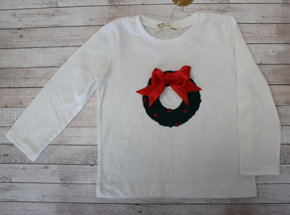 Maglietta natalizia a maniche lunghe con ghirlanda - taglia 3 anni