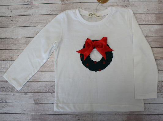 Maglietta natalizia a maniche lunghe con ghirlanda - taglia 3 anni