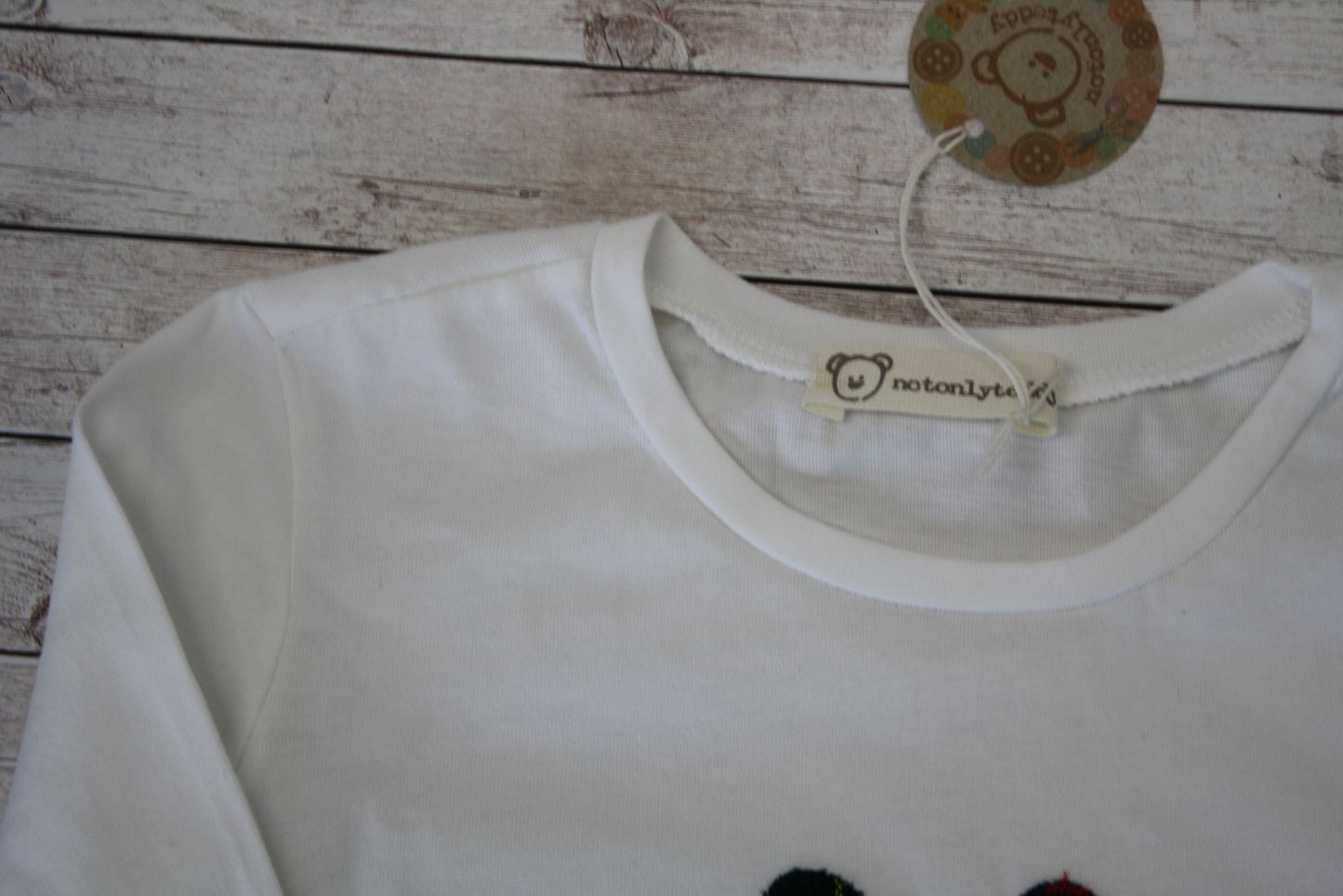 Maglietta natalizia a maniche lunghe con orsetto scozzese