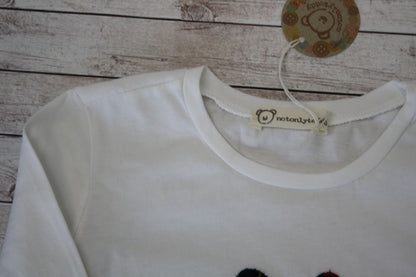 Maglietta natalizia a maniche lunghe con orsetto scozzese