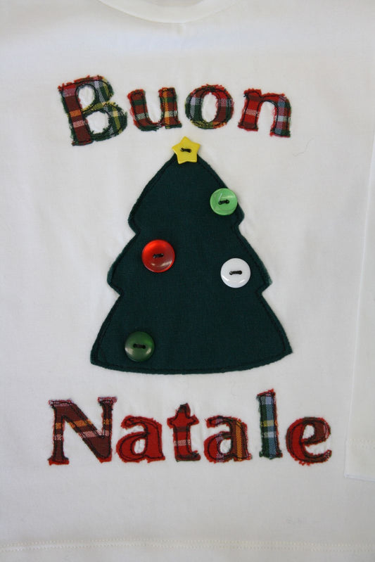Maglietta natalizia a maniche lunghe con alberello di Natale - taglia 2 anni