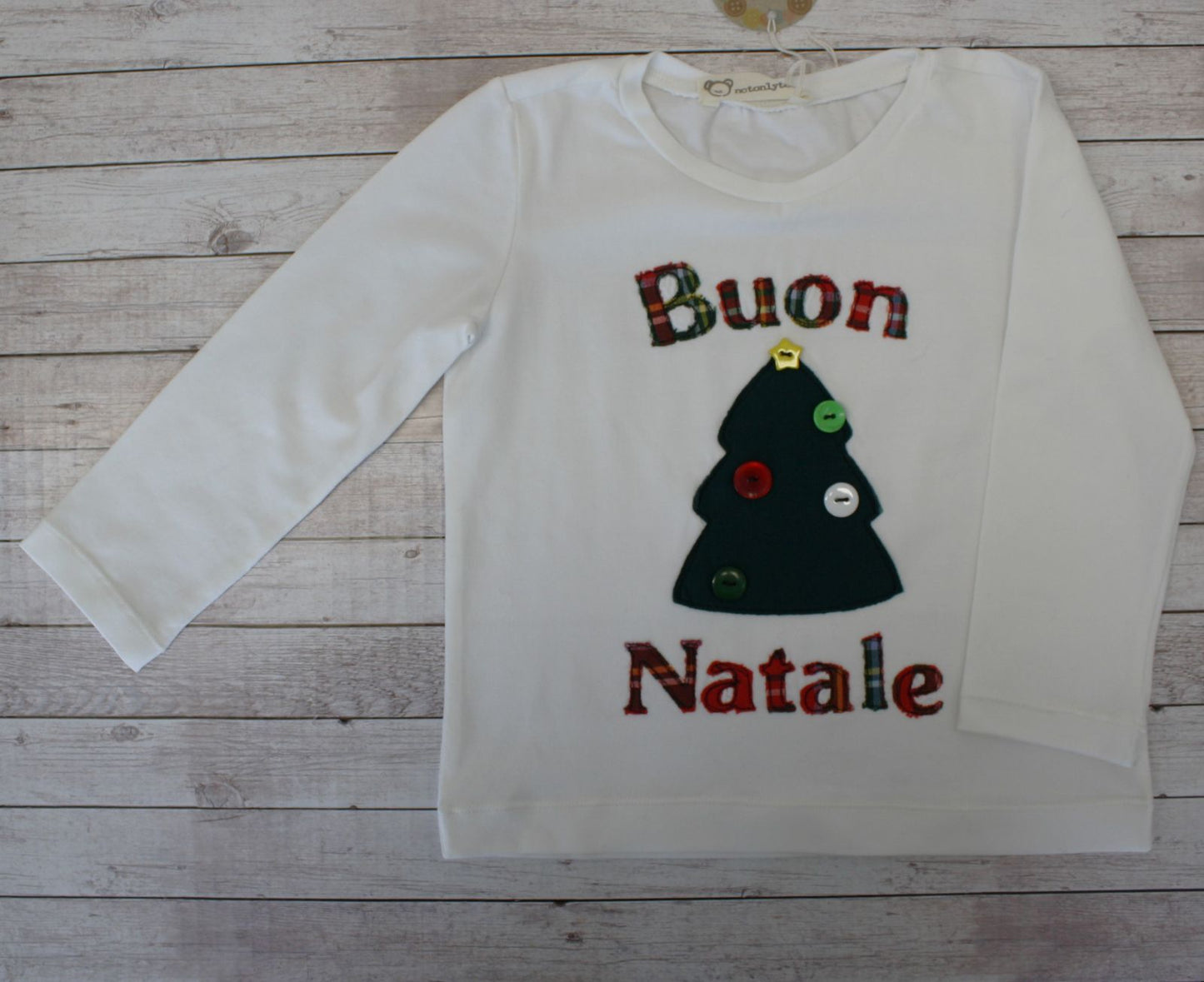 Maglietta natalizia a maniche lunghe con alberello di Natale - taglia 2 anni