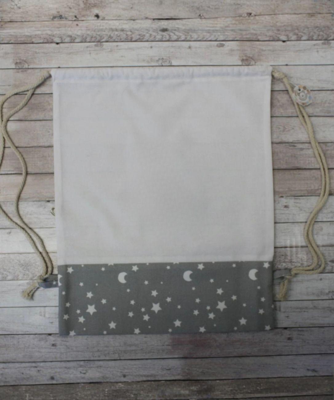 Sacchetto / Zainetto semplice bianco e grigio - stelline e lune COMPONIBILE
